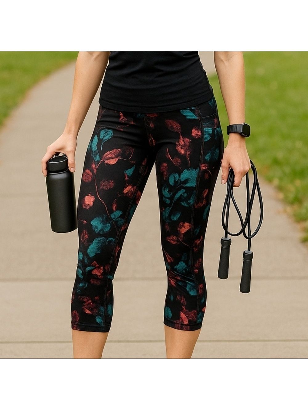 Women’s Capri Leggings, yoga, workout, fitness Floral Print
